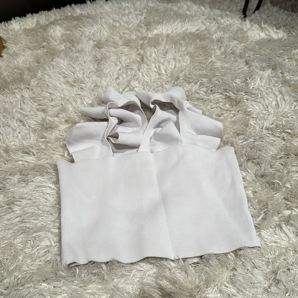 White ruffle bandage crop top XS